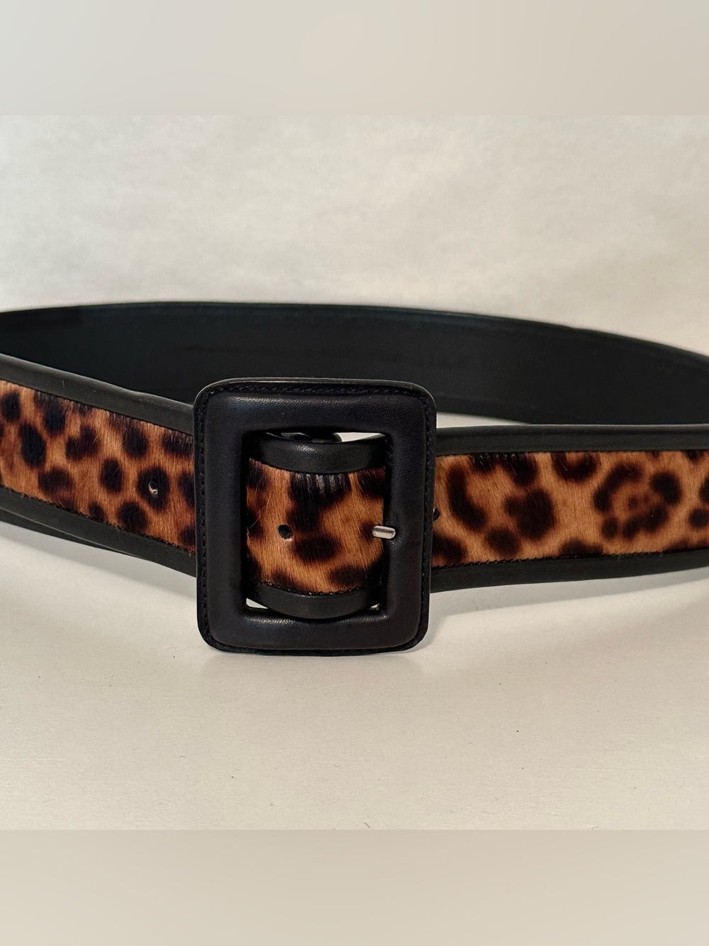 Vintage Chico's Leather Leopard Pony Hair Belt Medium - Picture 2 of 5